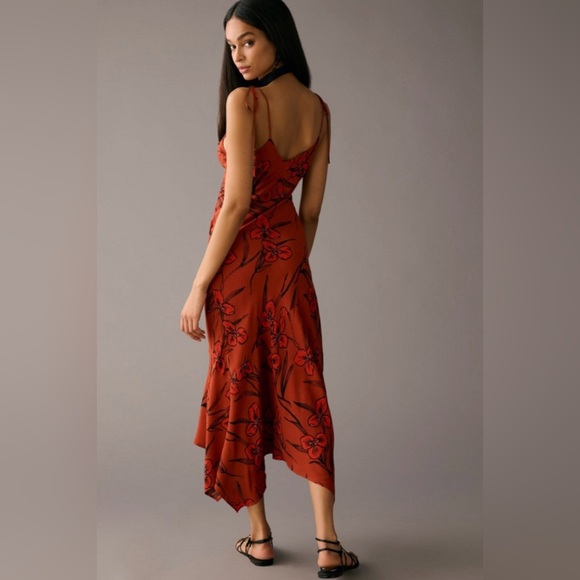 Anthropologie Ruffled V neck slip dress XLP Sundress, resort, wedding guest - Picture 3 of 12